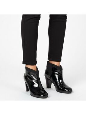 RAS Made in Spain Black Patent Genuine Leather Bootie Sz 8.5